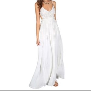 Pink Lily Backless White Maxi Dress